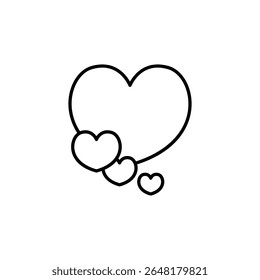 Three Hearts Symbolizing Love Minimalistic Style On Transparent Background