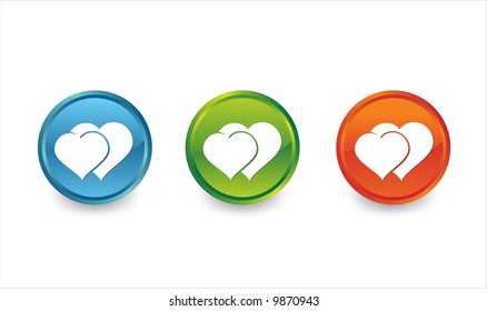 three hearts vector illustration icons