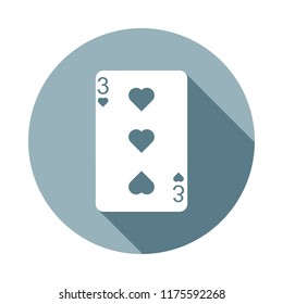 Three heartsicon in Flat long shadow style. One of web collection icon can be used for UI, UX