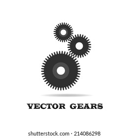 Three heavy gear on a white isolated background. The design element.