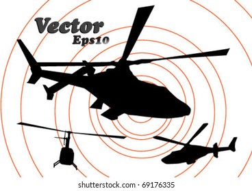 Three helicopter silhouettes. vector illustration.