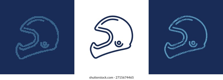 Three helmet designs in different styles isolated on transparent background - Powered by Shutterstock - Get 15% off with code: PIKWIZARD15