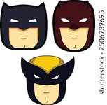 three heros mask they are batman, daredevil, and wolverine