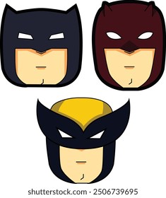 three heros mask they are batman, daredevil, and wolverine