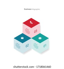 three hexagon elements with a paper icon and a place for the text to become paper. Concept 3 features business development. Infographic design template. Vector illustration.
