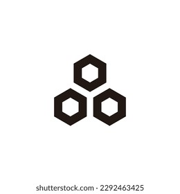 Three hexagon letters O geometric symbol simple logo vector