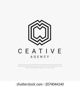 Three hexagon vector logo, Abstract Geometric polygonal hexagon Logo. Vector logo template
