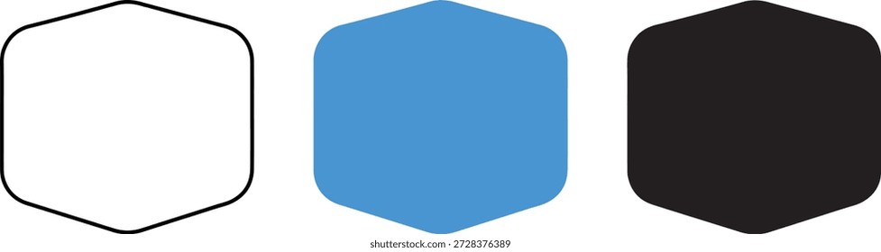 Three Hexagonal Shapes in Blue Black and White Colors