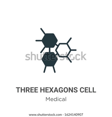 Three hexagons cell glyph icon vector on white background. Flat vector three hexagons cell icon symbol sign from modern medical collection for mobile concept and web apps design.