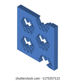 Three hexagons cell isometric left top view 3D icon