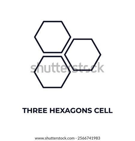 three hexagons cell outline icon. Linear vector from medical concept. Thin line three hexagons cell icon isolated on white background