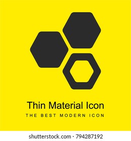 Three hexagons cell symbol bright yellow material minimal icon or logo design