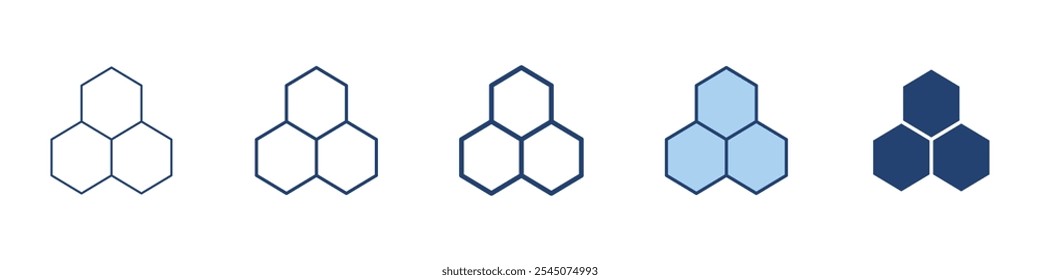 Ícone de três hexágonos Conjunto de símbolos