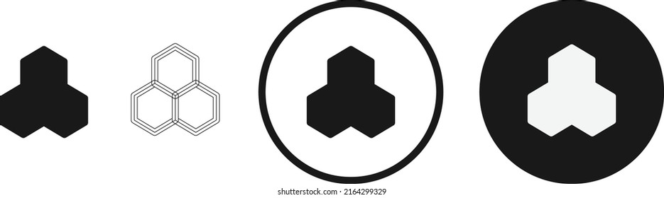 three hexagons icon . web icon set . icons collection flat. Simple vector illustration.