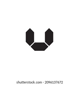 three hexagons letter U simple symbol logo vector