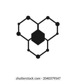 three hexagons are stacked and pasted a black hexagon