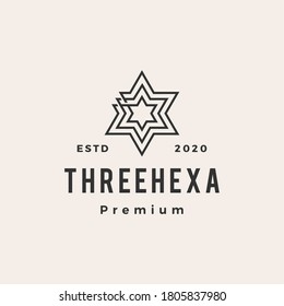 drei Hexagram-Hipster-Vintage-Logo, Vektorsymbol