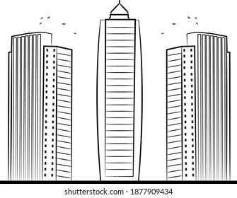 Three High Rise Building Sketch 