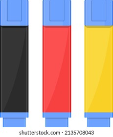 Three highlighters, illustration, vector on a white background.