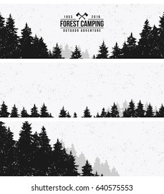 Three horizontal banners - Forest. Vintage style.