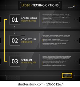 Three horizontal banners in techno style.
