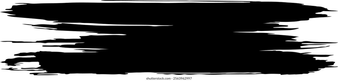 Three horizontal black brush strokes create a textured banner effect on a clean white background, adding a touch of abstract art and grunge style