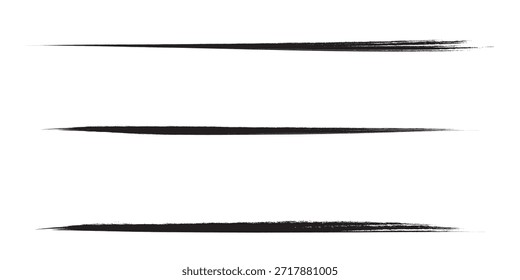 Tres pinceladas Horizontales, que varían en grosor y textura, se presentan sobre un fondo blanco limpio.