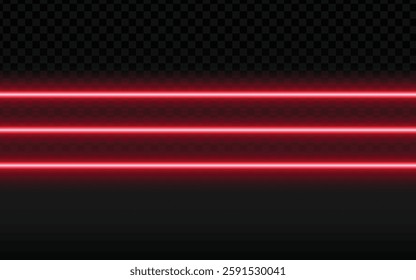 Three horizontal glowing red lines with a soft, diffused neon effect, evenly spaced on a dark checkered background. Modern and technological, perfect for digital interfaces, futuristic