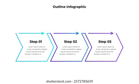 Three horizontal line arrows with text. Concept of 3 options of business development process. Infographic elements