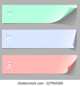 Three horizontal numbered paper banners. Vector EPS10