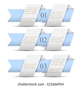 Three horizontal origami paper numbered banners.Trendy design template