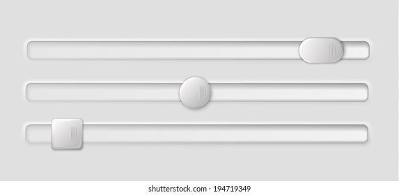 three horizontal white switches on gray background, vector illustration, eps 10 with transparency 