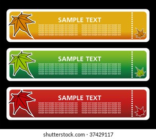 Three horizontall autumn banners with maple