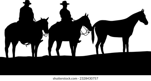 Three horse Two Cowboy vector