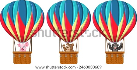 Similar – Image, Stock Photo Multicolored hot air balloon flying in sky at tourist site