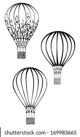 Three hot air balloons isolated on white background. Can be used for your design. EPS 8.