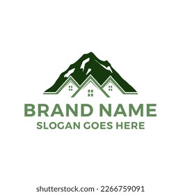 Three House Three Mountain Logo vector template