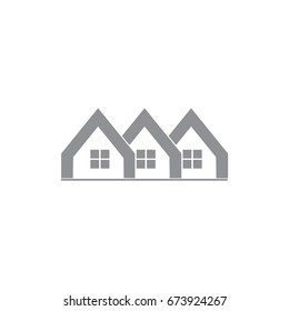 three houses line up symbol vector 