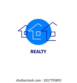 Three houses. Logo, icon real estate agency. Vector illustration