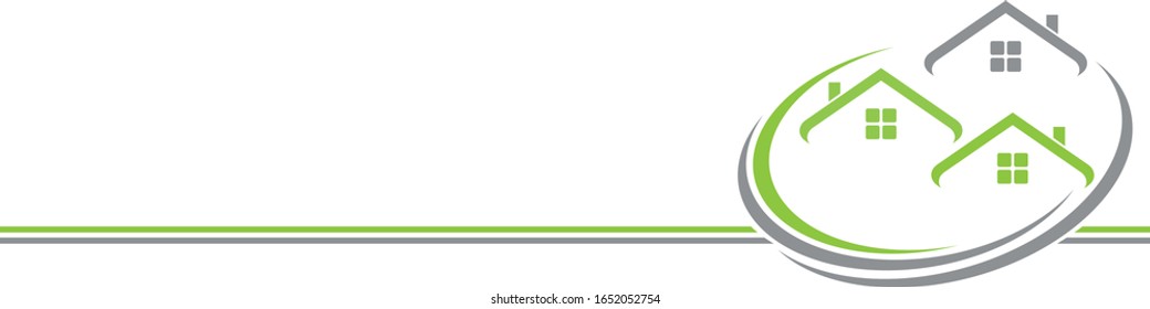 Three houses, roofs, real estate background