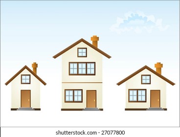 Three houses (vector illustration)