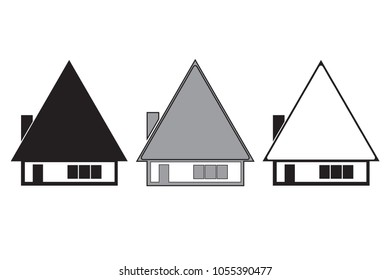 three houses vector set - black silhouette - sketch vector - architecture houses
