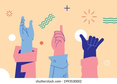 three human hands set gestures