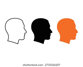 Tres cabezas humanas en diferentes colores y estilos