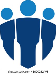 Three human shield abstract suitable for logos, icons, print and more