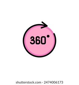 Three hundred sixty degree line icon. Rotation, arrow, round, circle. Virtual reality concept. Can be used for topics like vr technology, app design, virtual tour
