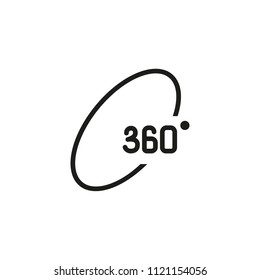 Three hundred and sixty degree view line icon. Geometry, math, circle. Video game concept. Vector illustration can be used for topics like rotation, panorama, virtual reality
