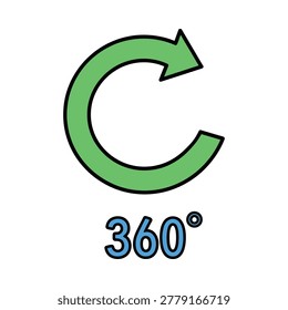 Three hundred sixty degree view icon with rotation direction interface
