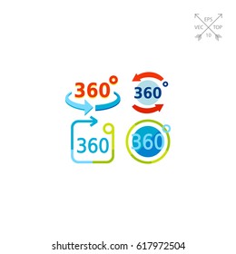 Three hundred and sixty degrees flat icon