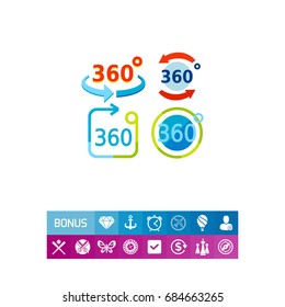 Three hundred and sixty degrees flat icon